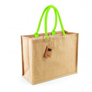 Westford Mill W407 - Classic Jute Shopper Natural/Lime