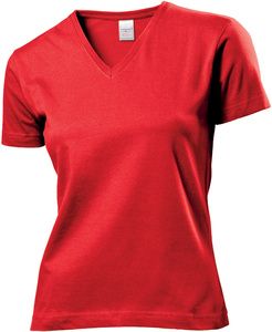 Stedman ST2700 - Classic Ladies V-Neck T-Shirt 155gm Scarlet Red