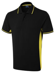 Radsow by Uneek UC117 - Two Tone Polo Shirt Black/Yellow