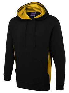 Radsow by Uneek UC517 - Two Tone Hooded Sweatshirt Black/Yellow