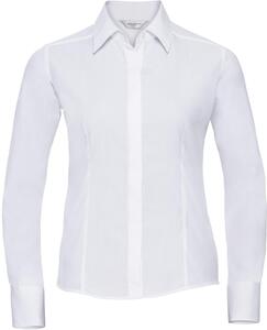 Russell Collection R924F - Poplin Easy Care Fitted Long Sleeve Shirt Ladies White