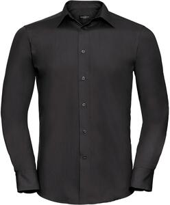 Russell Collection R924M - Poplin Easy Care Tailored Long Sleeve Shirt Mens Black