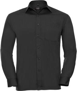 Russell Collection R934M - Mens Poplin Shirts Long Sleeve 110gm Black