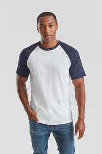 Fruit Of The Loom F61026 - Baseball Short Sleeved T-Shirt Wh/Nav