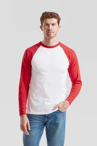 Fruit Of The Loom F61028 - Baseball Long Sleeved T Wh/Red