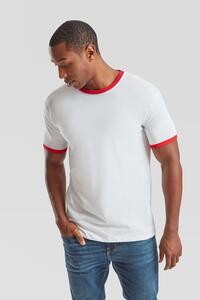Fruit Of The Loom F61168 - Ringer Short Sleeve T-Shirt White/Red