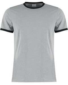 KUSTOM KIT KK508 - FASHION FIT RINGER TEE Light Grey Marl/Black