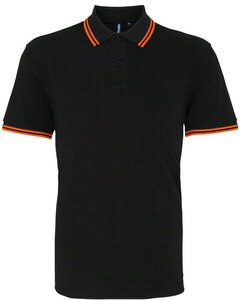 ASQUITH AND FOX AQ011 - MENS CLASSIC FIT TIPPED POLO Black/Orange
