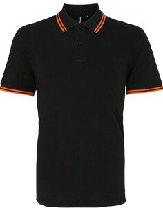 ASQUITH AND FOX AQ011 - MENS CLASSIC FIT TIPPED POLO Black/Orange
