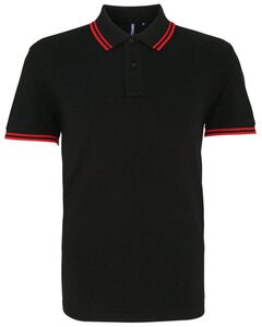 ASQUITH AND FOX AQ011 - MENS CLASSIC FIT TIPPED POLO Black/Red