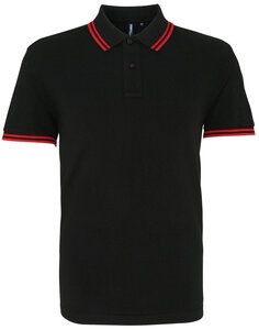 ASQUITH AND FOX AQ011 - MENS CLASSIC FIT TIPPED POLO Black/Red