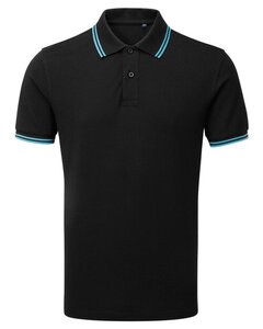 ASQUITH AND FOX AQ011 - MENS CLASSIC FIT TIPPED POLO Black / Turquoise