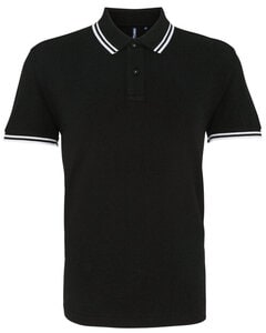 ASQUITH AND FOX AQ011 - MENS CLASSIC FIT TIPPED POLO Black/White