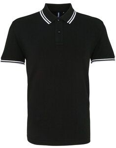 ASQUITH AND FOX AQ011 - MENS CLASSIC FIT TIPPED POLO Black/White