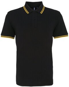 ASQUITH AND FOX AQ011 - MENS CLASSIC FIT TIPPED POLO Black/Yellow