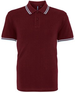 ASQUITH AND FOX AQ011 - MENS CLASSIC FIT TIPPED POLO Burgundy/ Sky