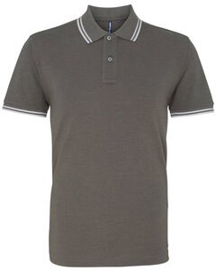 ASQUITH AND FOX AQ011 - MENS CLASSIC FIT TIPPED POLO Charcoal / White