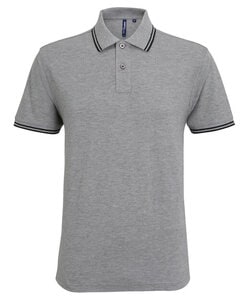 ASQUITH AND FOX AQ011 - MENS CLASSIC FIT TIPPED POLO Heather/Black