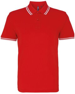 ASQUITH AND FOX AQ011 - MENS CLASSIC FIT TIPPED POLO Red/White