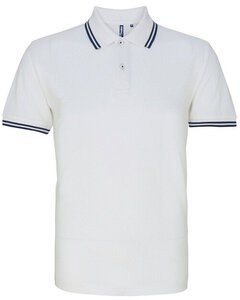 ASQUITH AND FOX AQ011 - MENS CLASSIC FIT TIPPED POLO White/Navy