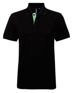 ASQUITH AND FOX AQ012 - MENS CLASSIC FIT CONTRAST POLO SHIRT Black/Lime