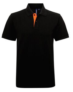 ASQUITH AND FOX AQ012 - MENS CLASSIC FIT CONTRAST POLO SHIRT Black/Orange