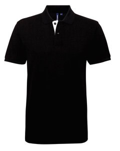 ASQUITH AND FOX AQ012 - MENS CLASSIC FIT CONTRAST POLO SHIRT Black/White
