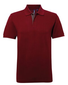 ASQUITH AND FOX AQ012 - MENS CLASSIC FIT CONTRAST POLO SHIRT Burgundy/ Charcoal