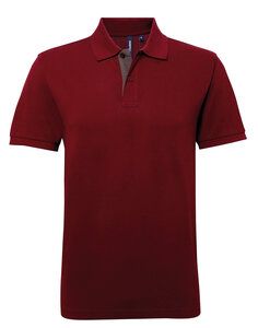 ASQUITH AND FOX AQ012 - MENS CLASSIC FIT CONTRAST POLO SHIRT Burgundy/ Charcoal