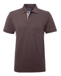 ASQUITH AND FOX AQ012 - MENS CLASSIC FIT CONTRAST POLO SHIRT Charcoal/Heather
