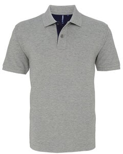 ASQUITH AND FOX AQ012 - MENS CLASSIC FIT CONTRAST POLO SHIRT Heather/Navy