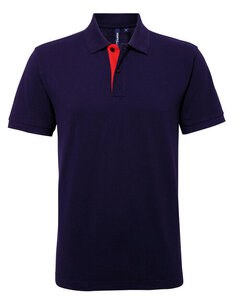 ASQUITH AND FOX AQ012 - MENS CLASSIC FIT CONTRAST POLO SHIRT Navy/Red