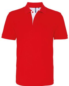 ASQUITH AND FOX AQ012 - MENS CLASSIC FIT CONTRAST POLO SHIRT Red/White