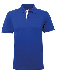 ASQUITH AND FOX AQ012 - MENS CLASSIC FIT CONTRAST POLO SHIRT Royal/White
