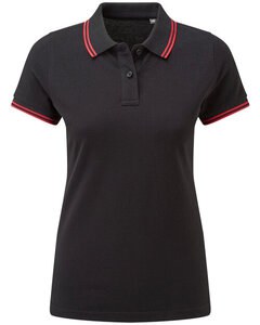 ASQUITH AND FOX AQ021 - LADIES CLASSIC FIT TIPPED POLO SHIRT Black/Red