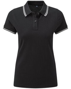 ASQUITH AND FOX AQ021 - LADIES CLASSIC FIT TIPPED POLO SHIRT Black/White