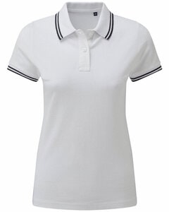 ASQUITH AND FOX AQ021 - LADIES CLASSIC FIT TIPPED POLO SHIRT White/Navy