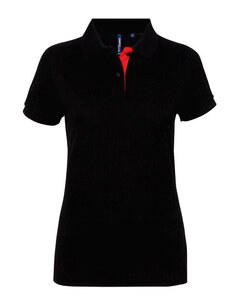 ASQUITH AND FOX AQ022 - LADIES CONTRAST POLO Black/Red