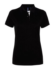 ASQUITH AND FOX AQ022 - LADIES CONTRAST POLO Black/White