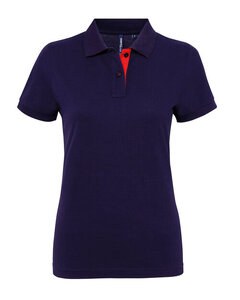 ASQUITH AND FOX AQ022 - LADIES CONTRAST POLO Navy/Red