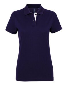 ASQUITH AND FOX AQ022 - LADIES CONTRAST POLO Navy/White