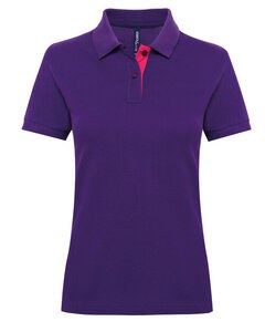 ASQUITH AND FOX AQ022 - LADIES CONTRAST POLO Purple/ Pink