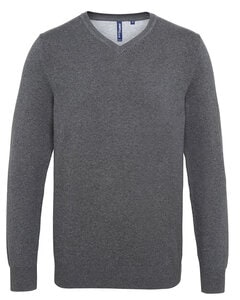 ASQUITH AND FOX AQ042 - MENS COTTON BLEND V-NECK SWEATER Charcoal