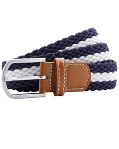 ASQUITH AND FOX AQ901 - TWO COLOUR STRIPE BRAID STRETCH BELT Navy/White