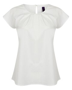 HENBURY H597 - LADIES PLEAT FRONT SHORT SLEEVE BLOUSE