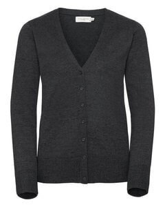 RUSSELL R715F - LADIES V-NECK KNITTED CARDIGAN Charcoal Marl