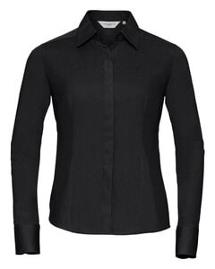 RUSSELL R924F - LADIES LONG SLEEVE FITTED POLYCOTTON POPLIN SHIRT Black