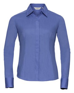 RUSSELL R924F - LADIES LONG SLEEVE FITTED POLYCOTTON POPLIN SHIRT Corporate Blue