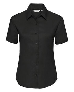 RUSSELL R933F - LADIES SHORT SLEEVE TAILORED OXFORD SHIRT Black
