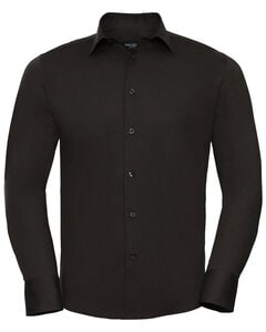 RUSSELL R946M - MENS LONG SLEEVE FITTED STRETCH SHIRT Chocolate